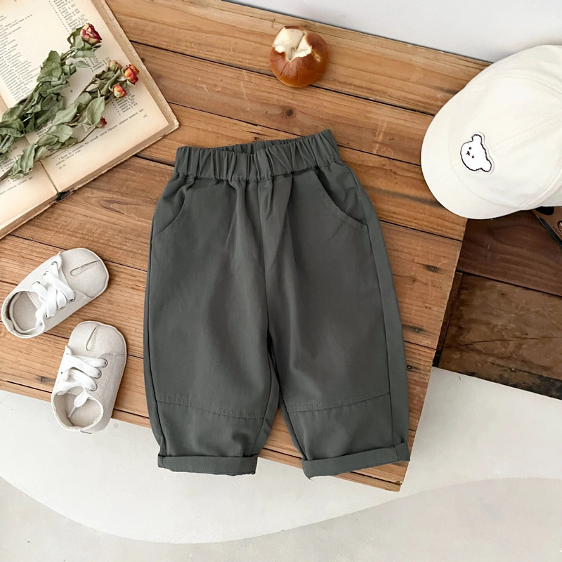 Tavaszi őszi új baba divat tömör széles szárú nadrág lány csecsemő bő alkalmi nadrág fiú gyerekek zsebek nadrág újszülött ruhák