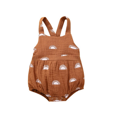 Νεογέννητα Αγόρια Κορίτσια Rompers Sun Print Βαμβακερά Λινά Playsuits Ζαρτιέρες Ολόσωμες φόρμες Ολόσωμες στολές Παιδικά καλοκαιρινά ρούχα