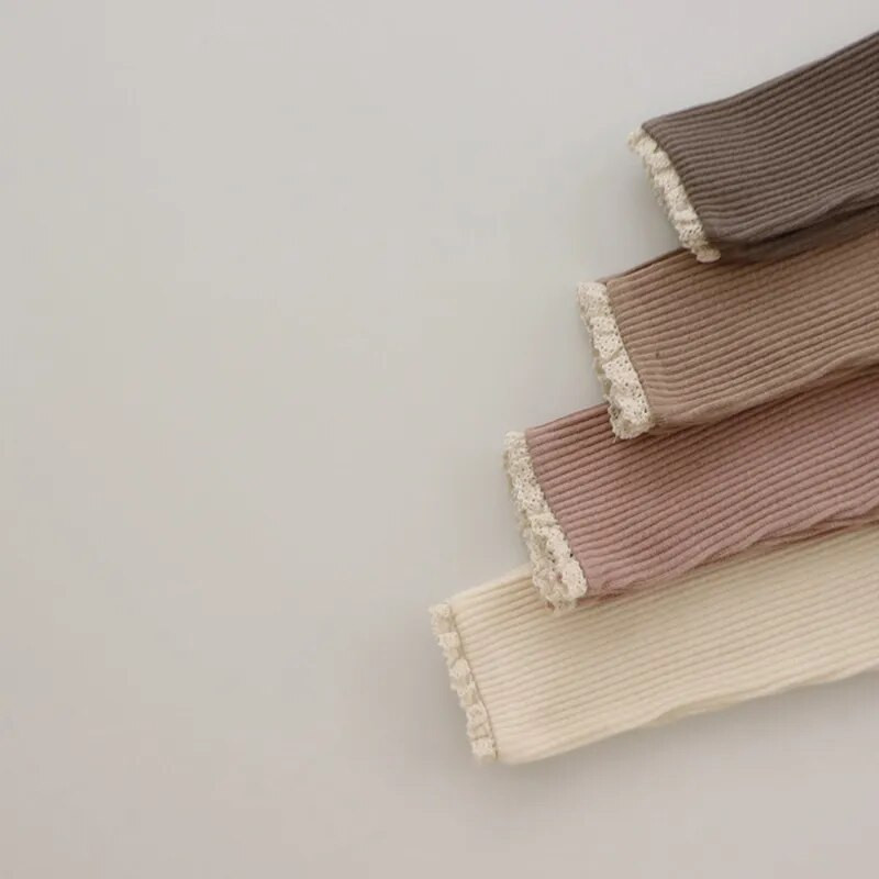 BOBOTCNUNU Βρεφικό παντελόνι 2023 πλεκτό καραμέλα, έγχρωμο πάτο, ρούχα για νήπια κοριτσίστικα κολάν με ριγέ ριγέ casual παντελόνι