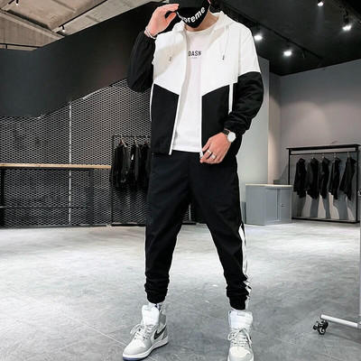 Ανδρικές αθλητικές φόρμες Casual Joggers Αθλητικά με κουκούλα Μπουφάν και παντελόνι 2 τεμαχίων Σετ Hip Hop Running Sports Suit Ανδρικά ρούχα