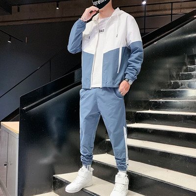 Ανδρικές αθλητικές φόρμες Casual Joggers Αθλητικά με κουκούλα Μπουφάν και παντελόνι 2 τεμαχίων Σετ Hip Hop Running Sports Suit Ανδρικά ρούχα