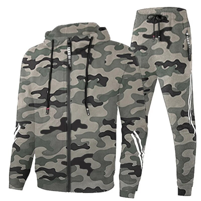 Ανδρικό casual αθλητικό κοστούμι δύο τεμαχίων Φαρδιά εφαρμογή με κουκούλα Ζακέτα πουλόβερ δύο τεμαχίων Φθινοπωρινό αθλητικό μπουφάν παντελόνι τζόκινγκ