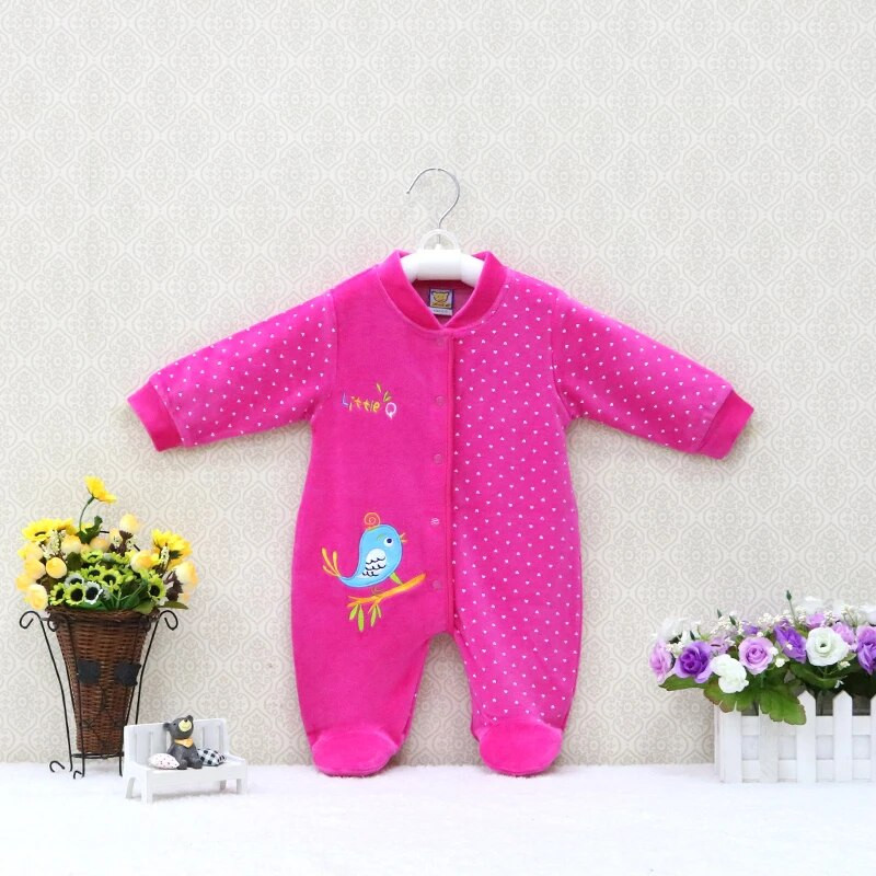 Νέο στυλ για αγόρια και κορίτσια 0 έως 12 μηνών Rompers Μαλακό βελούδο Παιδικά ρούχα ενός κομματιού με κουμπί Πάνες που αλλάζουν εύκολα
