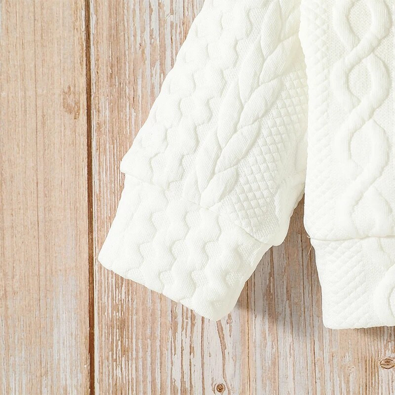 Μωρό αγόρι Κοριτσάκι 2τμχ Σετ Λευκό μακρυμάνικο Πλέξιμο Πουλόβερ μωρό Σετ Πιτζάμες Φθινοπωρινά ζεστά ρούχα