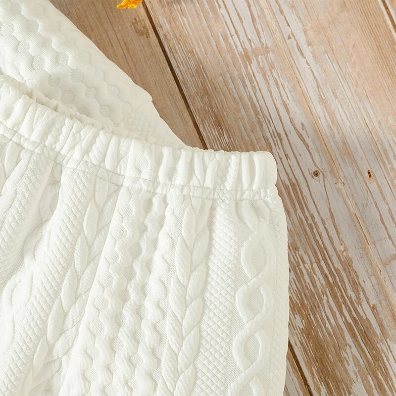 Μωρό αγόρι Κοριτσάκι 2τμχ Σετ Λευκό μακρυμάνικο Πλέξιμο Πουλόβερ μωρό Σετ Πιτζάμες Φθινοπωρινά ζεστά ρούχα