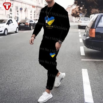 Украйна Дрехи Мъжки Анцуг Тениска Панталони Големи Ежедневни Тенденции 3D Принт Дамски Спортни Костюми Суити в украински стил