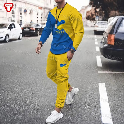 Украйна Дрехи Мъжки Анцуг Тениска Панталони Големи Ежедневни Тенденции 3D Принт Дамски Спортни Костюми Суити в украински стил