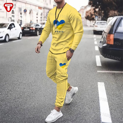 Ουκρανία Ρούχα Ανδρική φόρμα T-shirt Παντελόνι Μεγάλο Casual Trend Γυναικεία Αθλητικά Κοστούμια Ουκρανικού στυλ Σουίτες