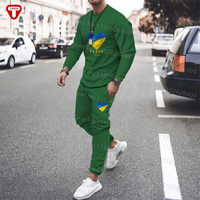 Ουκρανία Ρούχα Ανδρική φόρμα T-shirt Παντελόνι Μεγάλο Casual Trend Γυναικεία Αθλητικά Κοστούμια Ουκρανικού στυλ Σουίτες