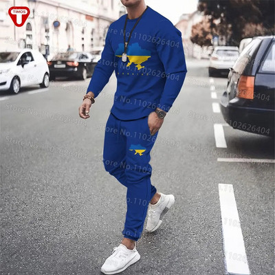 Ουκρανία Ρούχα Ανδρική φόρμα T-shirt Παντελόνι Μεγάλο Casual Trend Γυναικεία Αθλητικά Κοστούμια Ουκρανικού στυλ Σουίτες