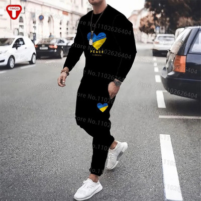 Ουκρανία Ρούχα Ανδρική φόρμα T-shirt Παντελόνι Μεγάλο Casual Trend Γυναικεία Αθλητικά Κοστούμια Ουκρανικού στυλ Σουίτες