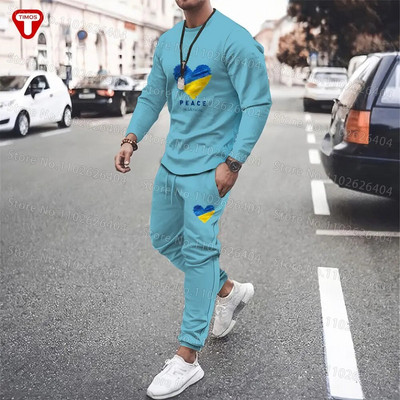 Ουκρανία Ρούχα Ανδρική φόρμα T-shirt Παντελόνι Μεγάλο Casual Trend Γυναικεία Αθλητικά Κοστούμια Ουκρανικού στυλ Σουίτες