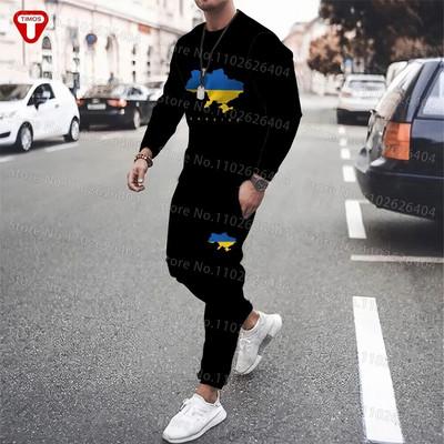 Ουκρανία Ρούχα Ανδρική φόρμα T-shirt Παντελόνι Μεγάλο Casual Trend Γυναικεία Αθλητικά Κοστούμια Ουκρανικού στυλ Σουίτες