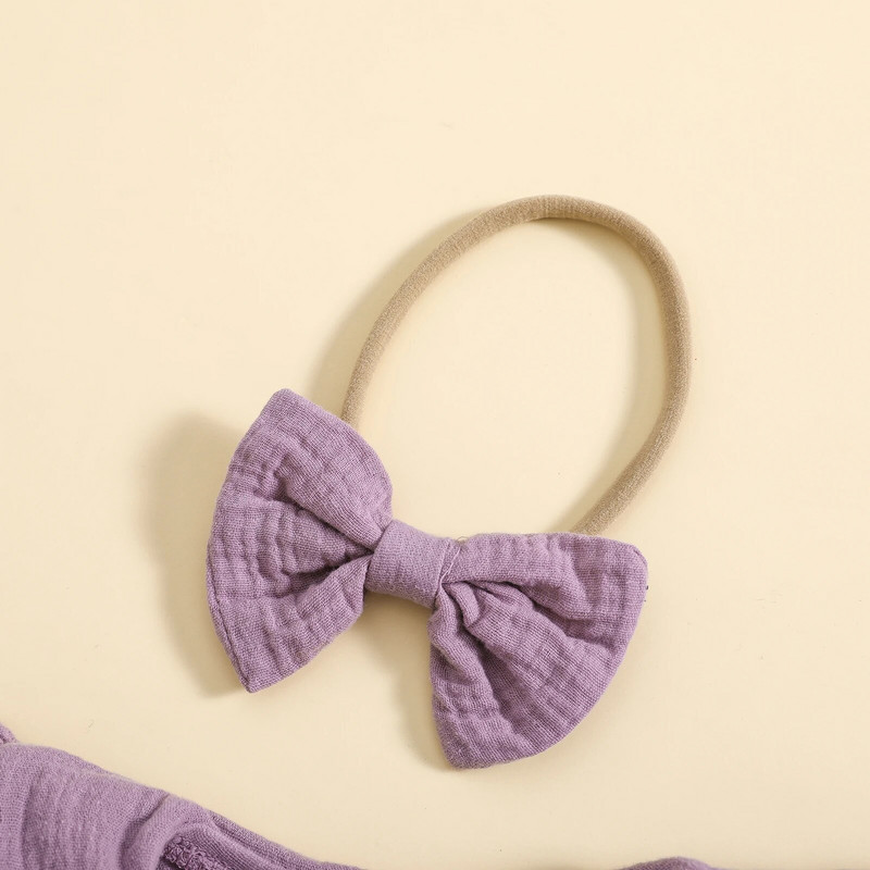 Φθινοπωρινό νεογέννητο κοριτσάκι Rompers Ρούχα Βαμβακερά λινό μακρύ μανίκι βολάν με κουμπί Ολόσωμη φόρμα κεφαλής