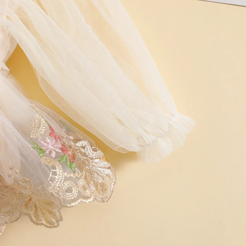 Baby Girls Tutu Romper ruha, hosszú ujjú, puffos ujjú, hálós kombinékok, lábgombokkal Újszülött ruhák