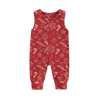 ma&baby 0-24M Коледни новородени бебета Момчета Момичета Червен гащеризон Gingerbread Man Print Romper Коледни костюми за малки деца D05