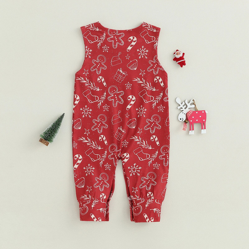 ma&baby 0-24M karácsonyi újszülött csecsemő baba fiú lányok piros jumpsuit Mézeskalács Man nyomtatott Romper Karácsonyi tipegő jelmezek D05