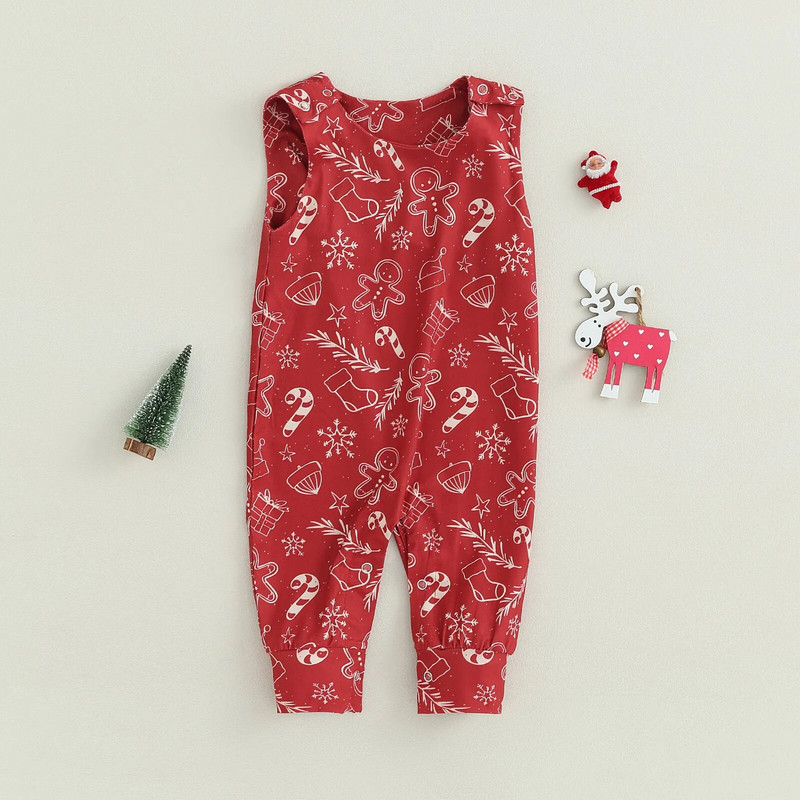 ma&baby 0-24M karácsonyi újszülött csecsemő baba fiú lányok piros jumpsuit Mézeskalács Man nyomtatott Romper Karácsonyi tipegő jelmezek D05