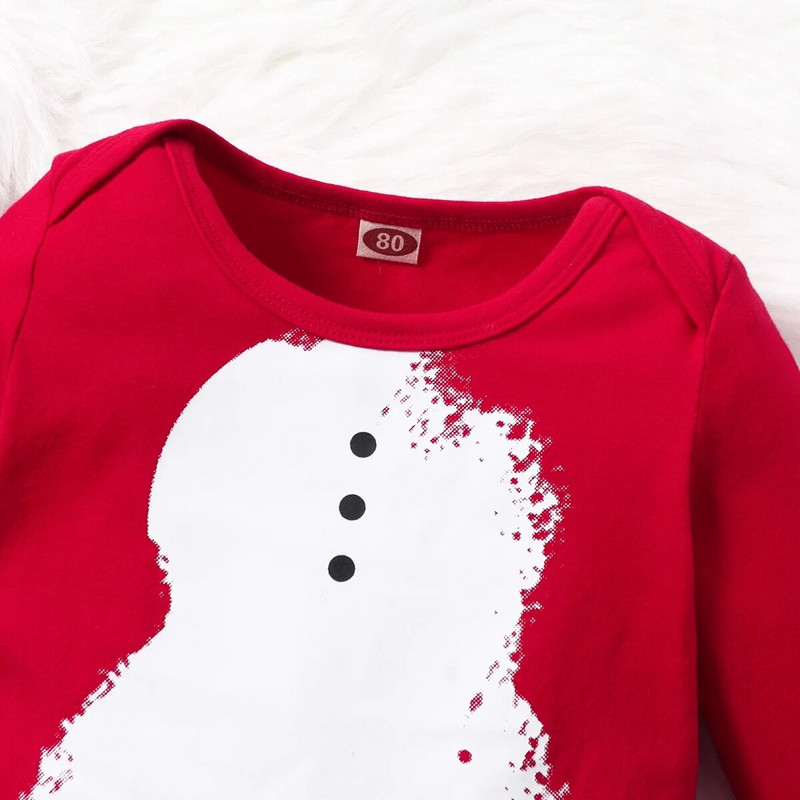 Karácsonyi hóember nyomtatott hosszú ujjú kombiné+kalap fiúknak és lányoknak 0-18M baba őszi és téli kényelmes alkalmi ruházat