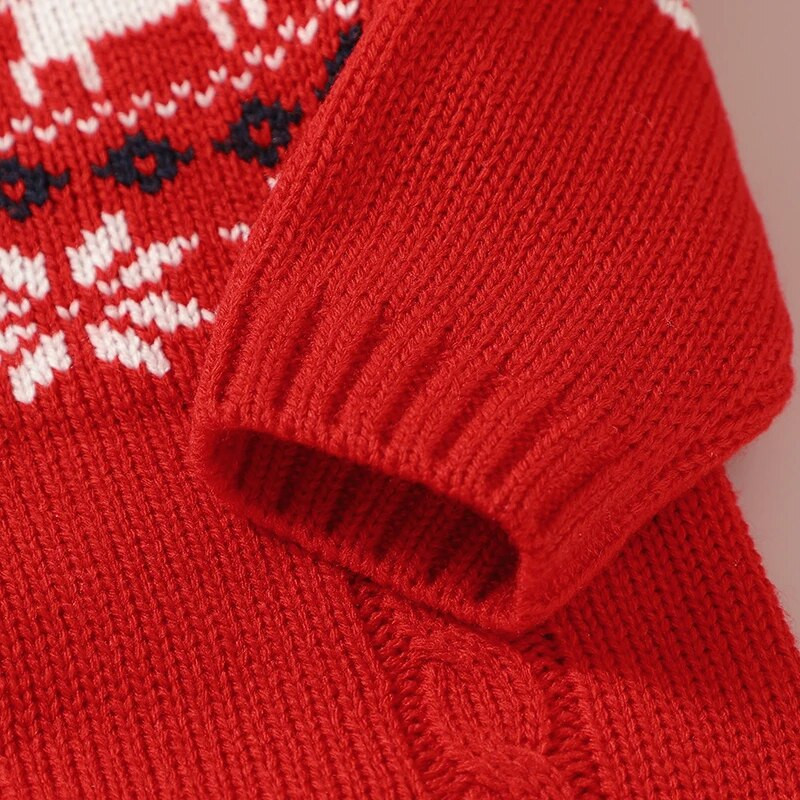 Karácsonyi rénszarvas mintás Újszülött fiúk és lányok tavaszi és őszi nadrágok kötöttáru akril hosszú ujjú csecsemő jumpsuit Body