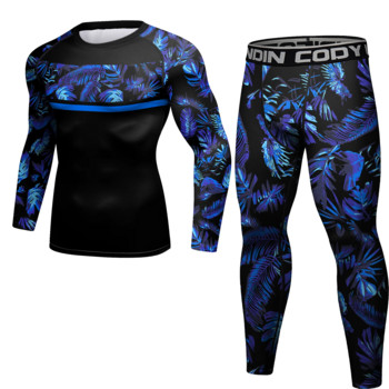 Ανδρικά ρούχα προπόνησης συμπίεσης Στενή ελαφριά φόρμα γυμναστικής με στάμπα Rashguard για ανδρικά ρούχα MMA Combat προσαρμοσμένα