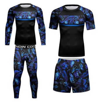 Ανδρικά ρούχα προπόνησης συμπίεσης Στενή ελαφριά φόρμα γυμναστικής με στάμπα Rashguard για ανδρικά ρούχα MMA Combat προσαρμοσμένα