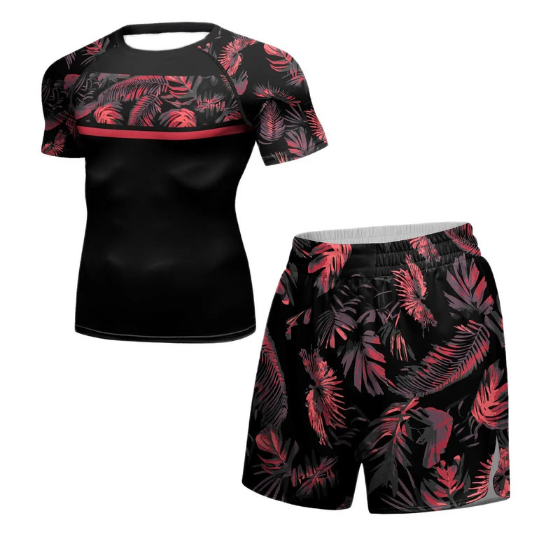 Férfi kompressziós edzőruhák szűk, könnyű edzőtermi tréningruha nyomtatott kiütésvédő MMA-harchoz Egyedi férfi MMA ruhák