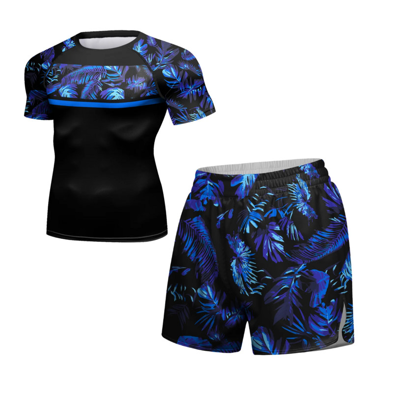 Férfi kompressziós edzőruhák szűk, könnyű edzőtermi tréningruha nyomtatott kiütésvédő MMA-harchoz Egyedi férfi MMA ruhák