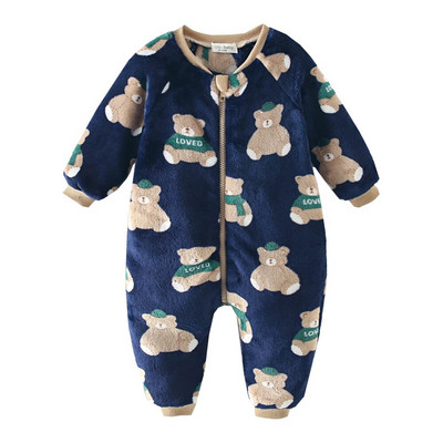 Sanlutoz Cute Bear Fleece Παχύ μακρυμάνικο παιδικό φόρεμα Ζεστό, ζεστό κορεάτικο στυλ με φερμουάρ Χειμερινά ρούχα για μωρά