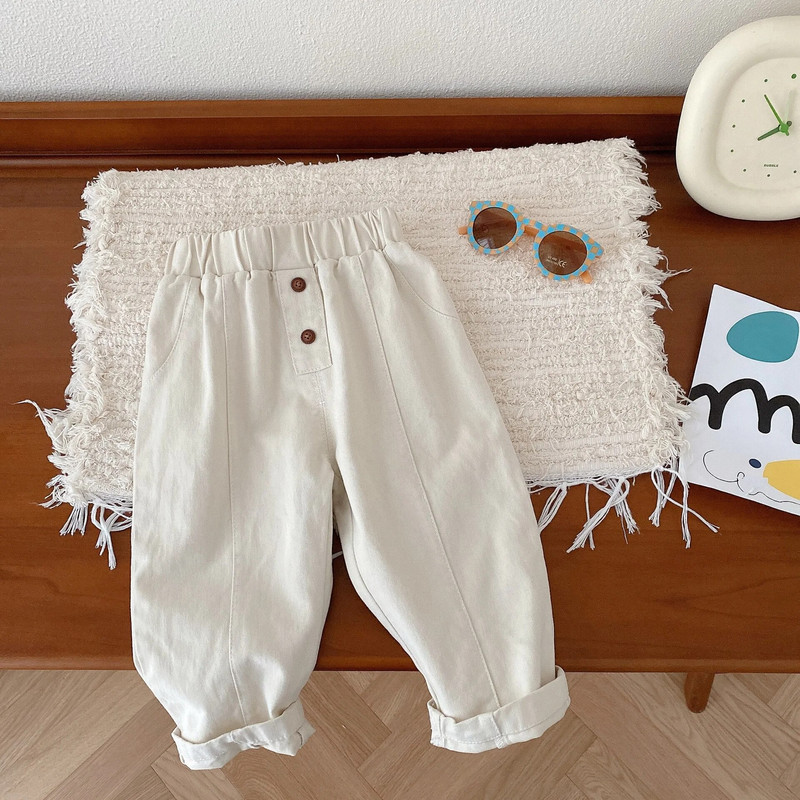 Őszi gyerekek divat farmernadrág fiú baba egyszerű tömör alkalmi nadrág lány csecsemő pamut bő nadrág kisgyermek ruházat