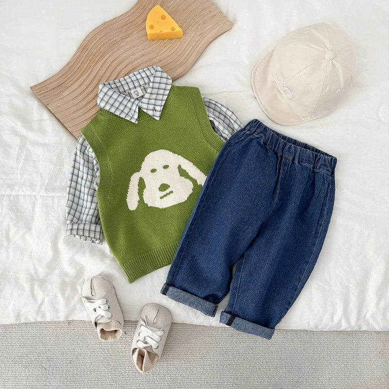 Új őszi divat Gyermekfarmer Fiú Baba Bő farmer nadrág Retro tipegő lány alkalmi nadrág Divat gyerek pamut nadrág Ruhák