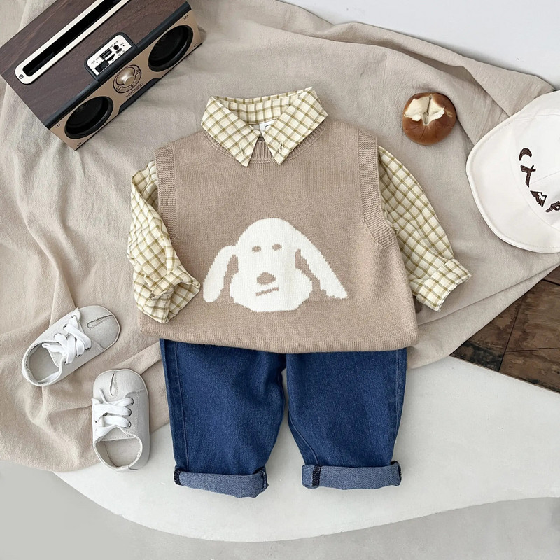 Új őszi divat Gyermekfarmer Fiú Baba Bő farmer nadrág Retro tipegő lány alkalmi nadrág Divat gyerek pamut nadrág Ruhák