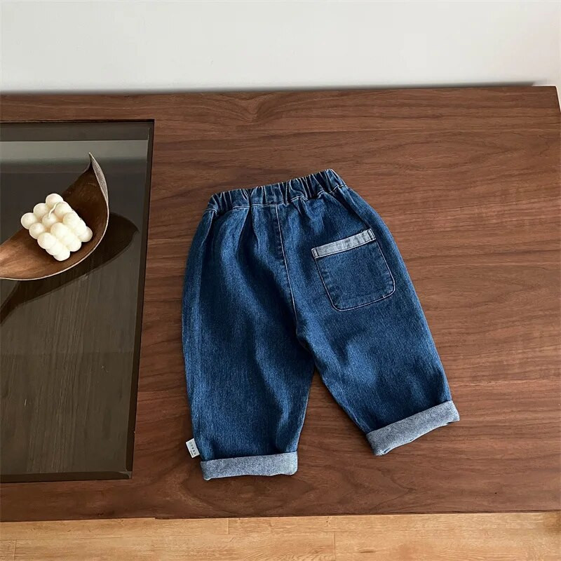 Új őszi divat Gyermekfarmer Fiú Baba Bő farmer nadrág Retro tipegő lány alkalmi nadrág Divat gyerek pamut nadrág Ruhák