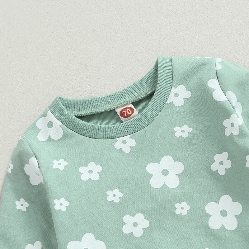 0-36 hónapos kislány ruhák újszülött virágmintás hosszú ujjú pulóver és húzózsinóros nadrág szett csecsemő lány nadrág ruhakészlet