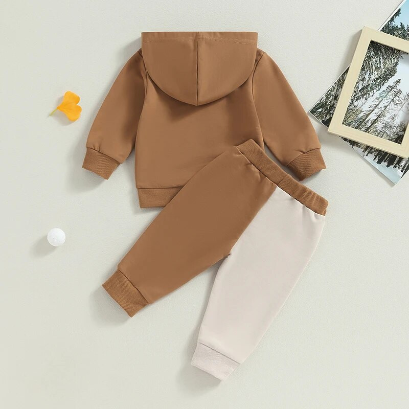 0-36 hónapos babafiú őszi ruhák klasszikus hosszú ujjú betűs kapucnis kapucnis + nadrág szett Tipegő fiúk tavaszi őszi sportruházat szett