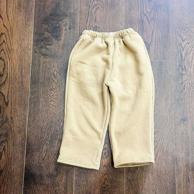 Őszi téli baba plusz bársony pulóver lány csecsemő vastag tömör egyszerű alkalmi széles szárú nadrág fiú gyermek pamut nadrág