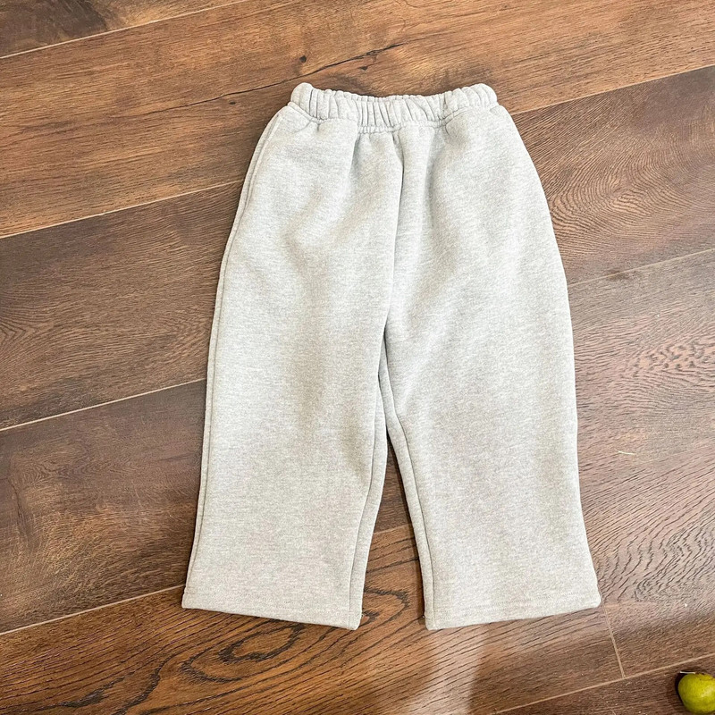 Őszi téli baba plusz bársony pulóver lány csecsemő vastag tömör egyszerű alkalmi széles szárú nadrág fiú gyermek pamut nadrág