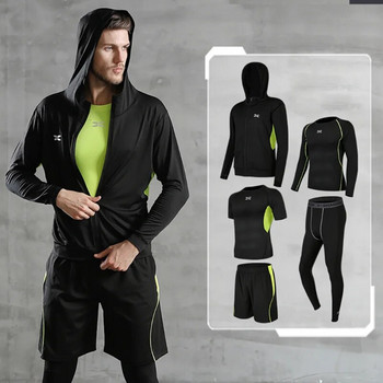 Ανδρική αθλητική φόρμα 5 τμχ/Σετ γυμναστήριο γυμναστικής συμπίεσης Αθλητική φόρμα Ρούχα για τρέξιμο Άσκηση προπόνηση Τζόκινγκ Αθλητικά καθημερινά ρούχα