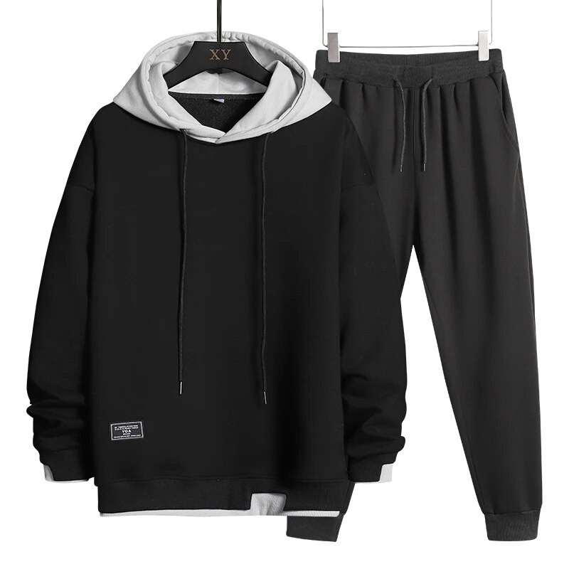 Új férfi tréningruhák, 2 részes, melegítőruhák, férfi, tömör pulóverek, kapucnis pulóverek, pulóverek, szettek, diákok, férj, sportruházat