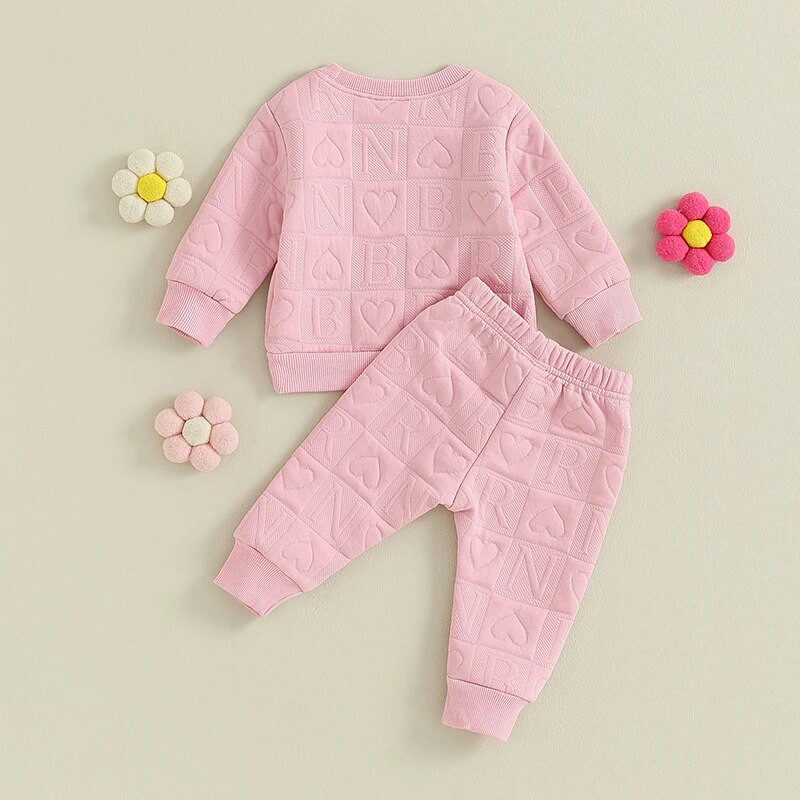 0-24 hónapos baba lányoknak 2db ruhakészletek hosszú ujjú felsők Szívbetűs nadrágok ruhák csecsemő lányoknak tavaszi őszi szett