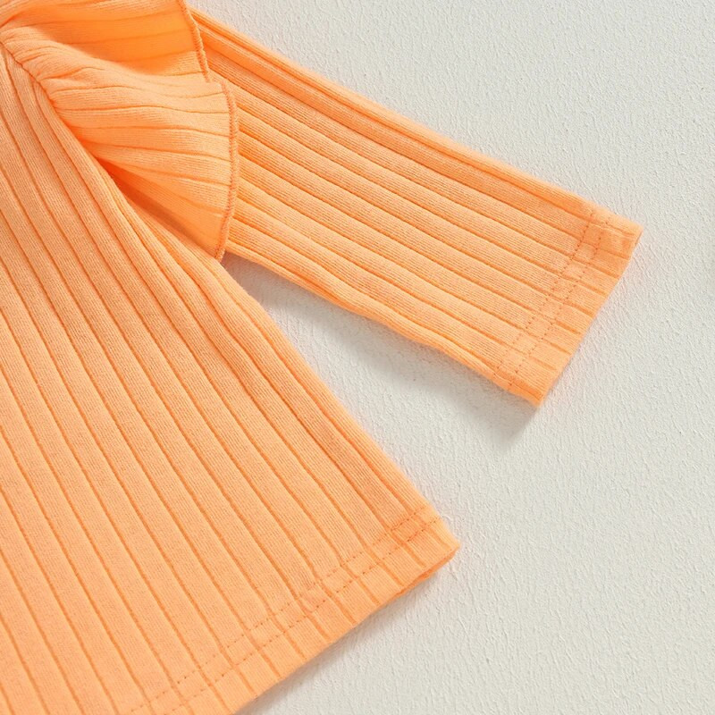 0-18 hónapos tipegő lányok őszi ruhák egyszínű fodrok, bordás hosszú ujjú felsők és elasztikus nadrág szett 2 részes kislány