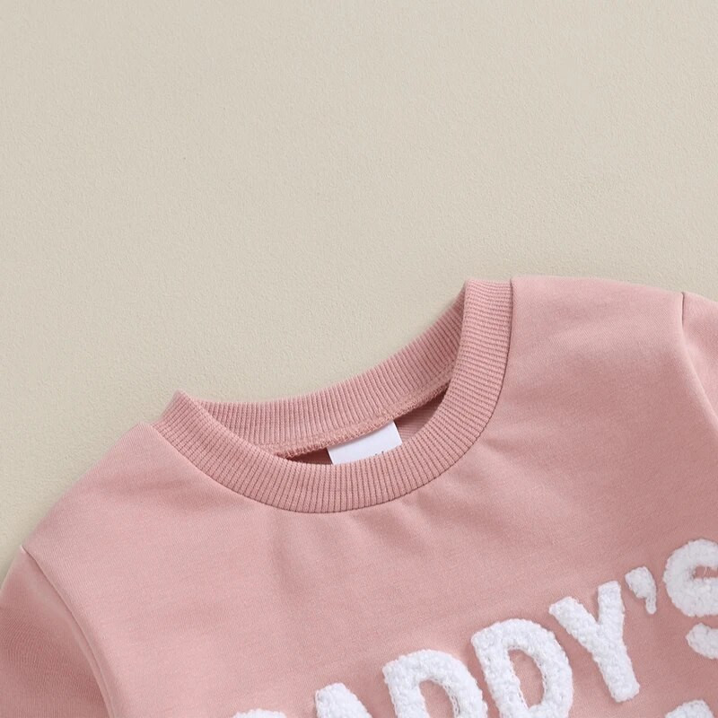 0-36 hónapos kislány 2db őszi szett, homályos betűs hímzéses hosszú ujjú pulóver + zsebnadrág ruhák kisgyermek lányoknak