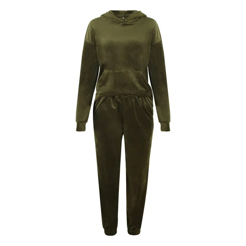 Női tréningruha kapucnis sportruhák Őszi meleg kapucnis kapucnis Alkalmi hosszú ujjú pulóverek és nadrágok Polár kétrészes készletek #A