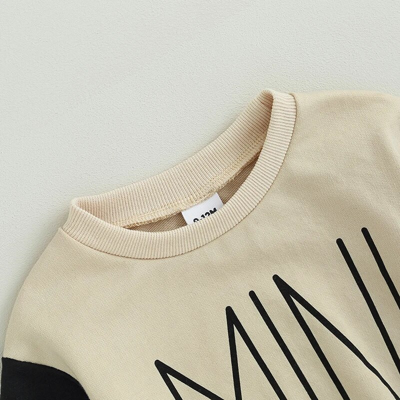 0-24 hónapos kisfiú, 2 részes ruhák, hosszú ujjú, betűvel nyomtatott pulóverek és elasztikus nadrágok kisfiúknak, őszi ruhakészlet