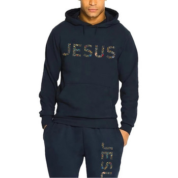 Ανδρικό αθλητικό κοστούμι πολύχρωμο Jesus print με κουκούλα + τζόκινγκ Casual μακρύ παντελόνι Ανδρική φόρμα σχεδιαστή καθημερινή φόρμα Streetwear