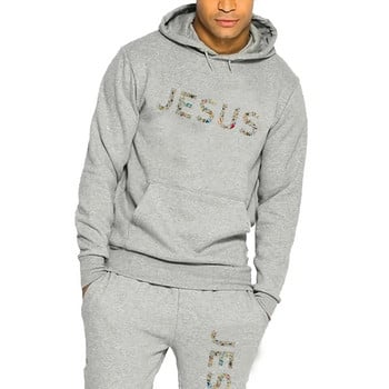 Ανδρικό αθλητικό κοστούμι πολύχρωμο Jesus print με κουκούλα + τζόκινγκ Casual μακρύ παντελόνι Ανδρική φόρμα σχεδιαστή καθημερινή φόρμα Streetwear