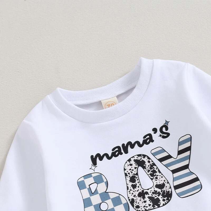 0-36 hónapos kisfiú ruhák betűvel nyomtatott hosszú ujjú pulóver és elasztikus nadrág ruhák kisgyermek fiúk tavaszi őszi ruhakészlet