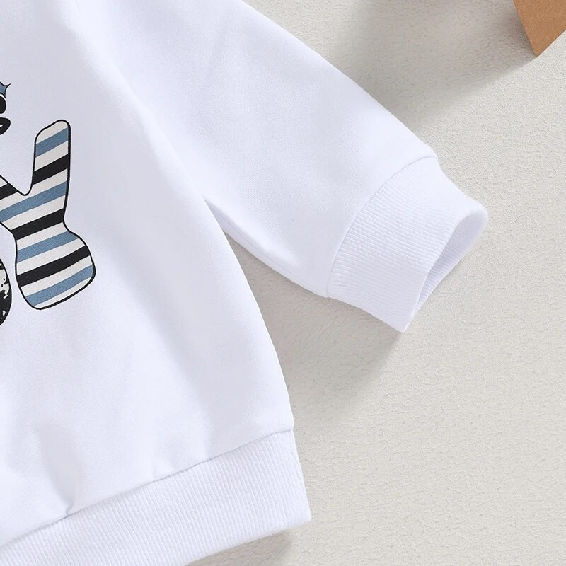 0-36 hónapos kisfiú ruhák betűvel nyomtatott hosszú ujjú pulóver és elasztikus nadrág ruhák kisgyermek fiúk tavaszi őszi ruhakészlet