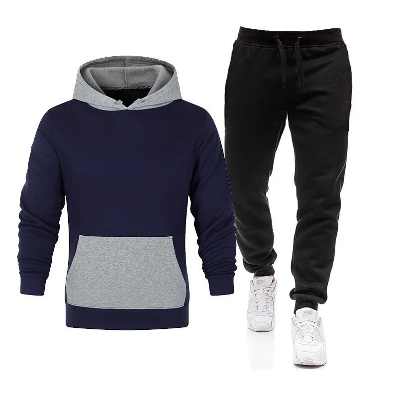 Férfi pulóver szett, kapucnis pulóver és melegítőnadrág, kiváló minőségű férfi szabadtéri, alkalmi sport kocogó ruha tornatermi hosszú ujjú futóruha S-4XL