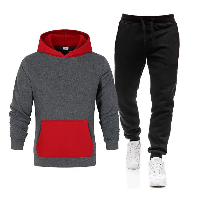 Férfi pulóver szett, kapucnis pulóver és melegítőnadrág, kiváló minőségű férfi szabadtéri, alkalmi sport kocogó ruha tornatermi hosszú ujjú futóruha S-4XL